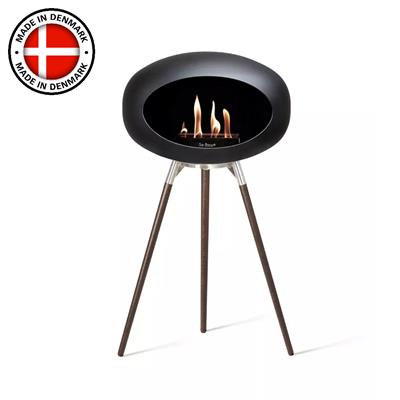 Siyah Kubbe Şömine & Öğütülmüş Ahşap Cilalı Çelik Brülör (Büyük Ayak) / Black Ground Wood High Black- Smoked Oak-Steel Burner