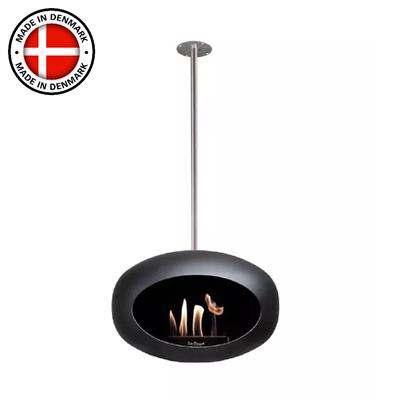 Siyah Kubbe Şömine & Parlak Çelik 120 Cm Çelik Brülör / Black Sky - Polished Steel - 120 Cm- Steel Burner