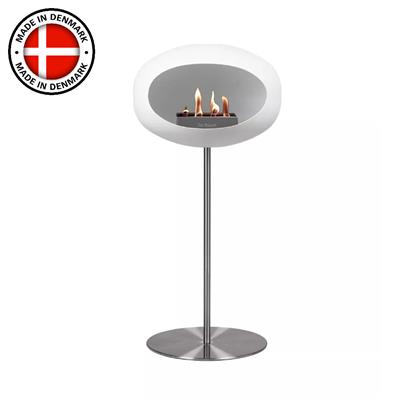 Beyaz Kubbe Şömine & Parlak Çelik 25 Mm Çelik Brülor / White Ground Steel High Polished Steel-25Mm-Steel Burner-Polished Steel