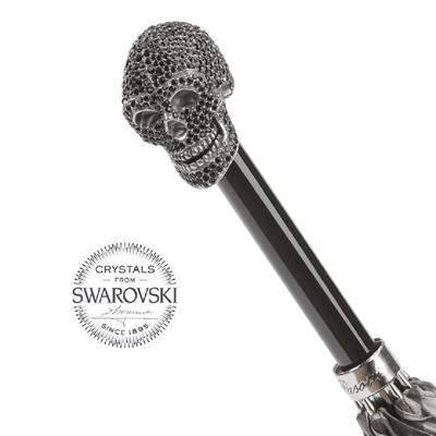 Siyah Swarovski® Kafatası Figürlü Askeri Gri Kamuflaj Otomatik Şemsiye 95 Cm
