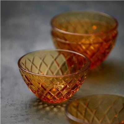 Sorrento Cam Kase 4 Adet Çap:12 Cm Amber