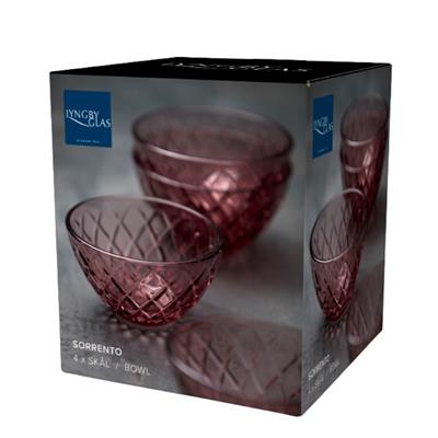 Sorrento Cam Kase 4 Adet Çap:12 Cm Pembe