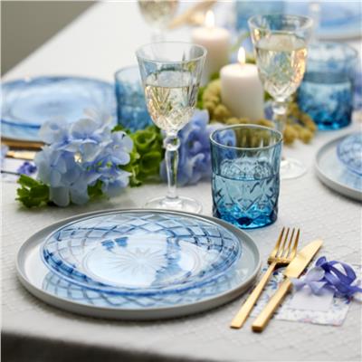 Sorrento Cam Tabak 4 Adet Çap:21 Cm Mavi