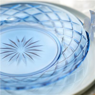 Sorrento Cam Tabak 4 Adet Çap:21 Cm Mavi