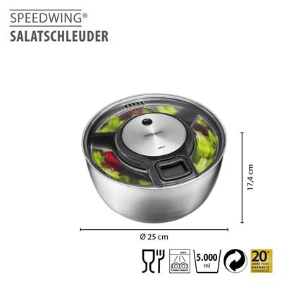 Speedwıng Salata Kurutucusu Paslanmaz Çelik Kaseli 5 L