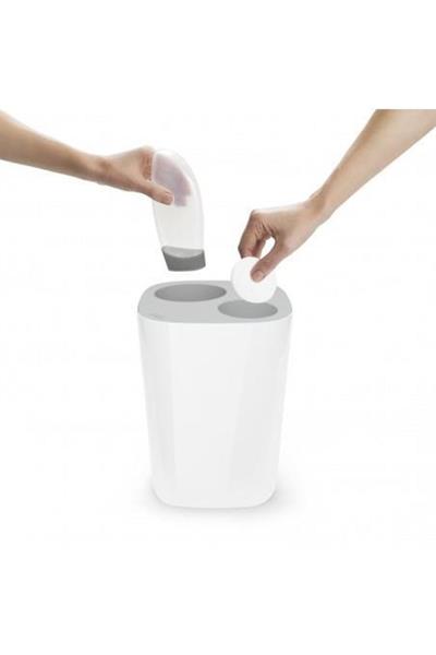 Split Banyo Atık Ayırma Ve Geri Dönüşüm Kutusu 8 Litre Beyaz/Gri