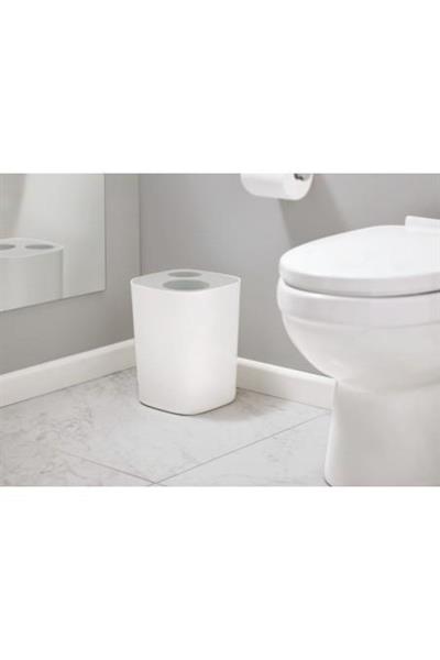 Split Banyo Atık Ayırma Ve Geri Dönüşüm Kutusu 8 Litre Beyaz/Gri