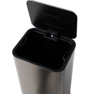 Square Mat Metalik Açık Gri Pedallı Çöp Kovası 30 L