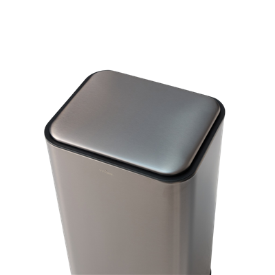 Square Mat Metalik Açık Gri Pedallı Çöp Kovası 30 L