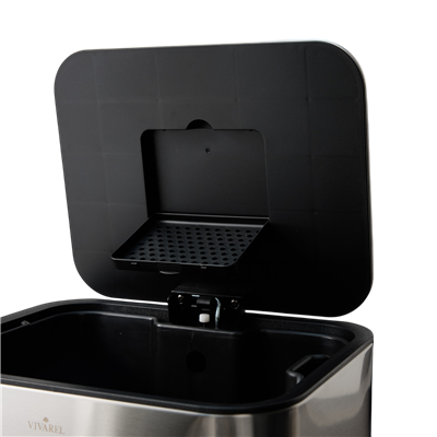 Square Mat Paslanmaz Çelik Pedallı Çöp Kovası 30 L