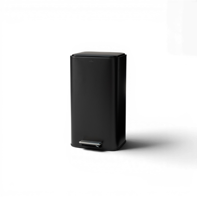 Square Mat Siyah Pedallı Çöp Kovası 30 L