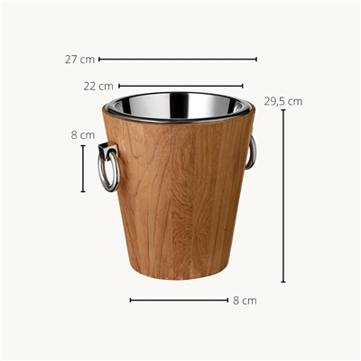 St. Tropez Tik Ağacı ve Paslanmaz Çelik Şarap Soğutucu Ø26 cm, Y32 cm