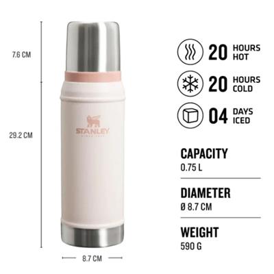 Stanley Klasik Vakumlu Paslanmaz Çelik Termos 0.75 LT Rose Quartz