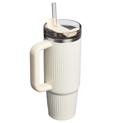 Stanley The Quencher® Fluted Tumbler Pipetli Termos Bardak | 0.89 LT - Krem