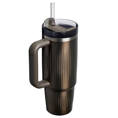 Stanley The Quencher® Fluted Tumbler Pipetli Termos Bardak | 0.89 LT - Gun Metal Shine