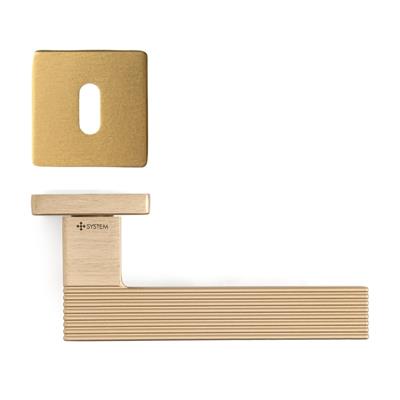 Step Rozetli Kapı Kolu Pirinç Saten Renk