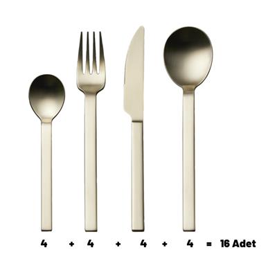 Storm Paslanmaz Çelik Çatal Bıçak Takımı 16 Parça Bal Rengi
