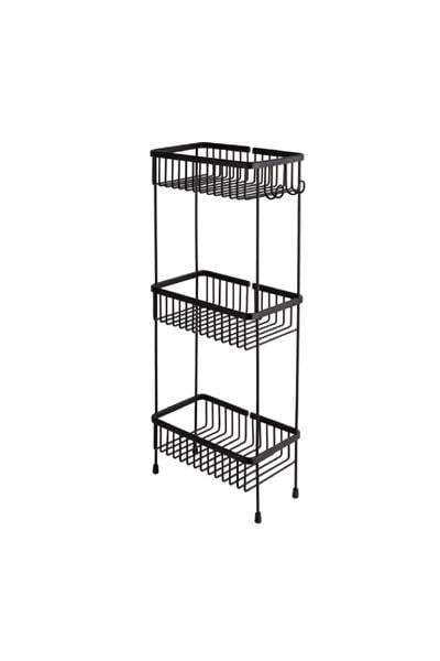 Diktörtgen 3Lü Ayaklı Duş Rafı Siyah Renk 27.3 cm