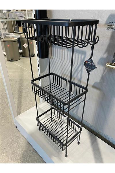 Diktörtgen 3Lü Ayaklı Duş Rafı Siyah Renk 27.3 cm