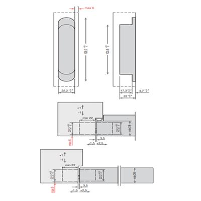 System Gizli Menteşe 128X22 mm 60 Kg Mat Antik Bronz Renk
