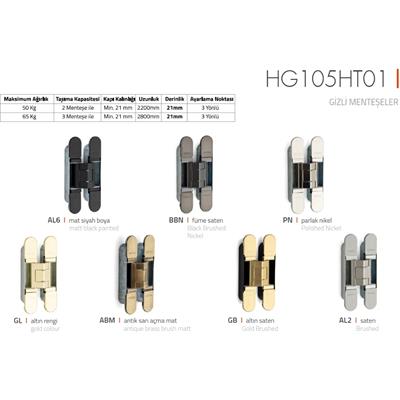 System Gizli Menteşe 128x22 mm Füme Renk