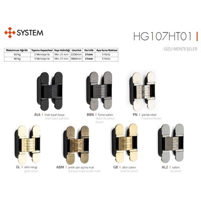System Gizli Menteşe 130X30 mm Füme Saten Renk
