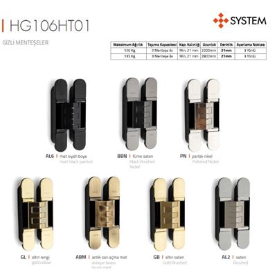 System Gizli Menteşe 180X32 mm Antik Saten