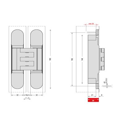 System Gizli Menteşe 180X32 mm Siyah Renk