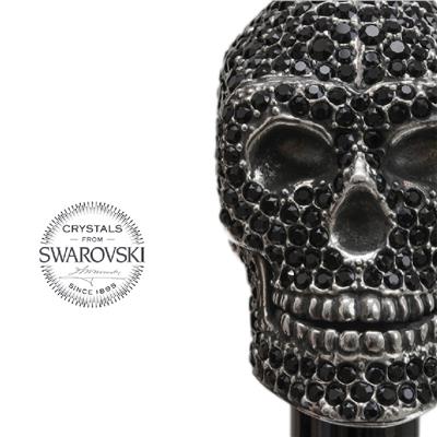 Siyah Swarovski® Kafatası Lüks Ayakkabı Çekeceği H: 50 cm