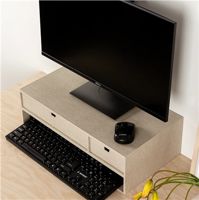 Ted İki Çekmeceli Monitör Standı Keten