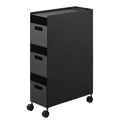 Tekerlekli 3 Katlı Saklama Sepeti Standı Siyah 58 cm