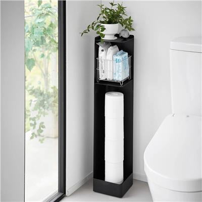 Tekerlekli İnce Tuvalet Kağıdı Deposu Siyah 80 cm