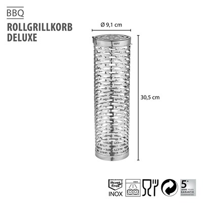 Tekerlekli Lüks Barbekü Sepeti Paslanmaz Çelik 30 cm