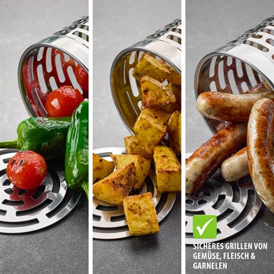 Tekerlekli Lüks Barbekü Sepeti Paslanmaz Çelik 30 cm