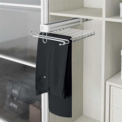 Teleskopik Raylı Alüminyum Tekli Pantolon Askısı Beyaz Renk