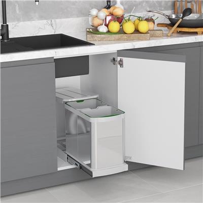 Teleskopik Raylı Paslanmaz Gövde 12+12 Çöp Kovası ( S-2396-G )