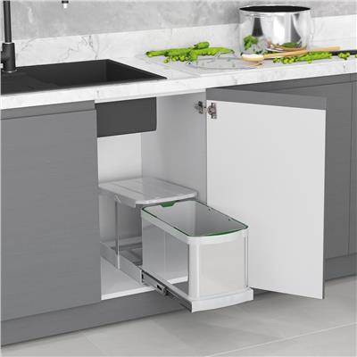 Teleskopik Raylı Paslanmaz Gövde Çöp Kovası 16 Lt ( S-2574-G )