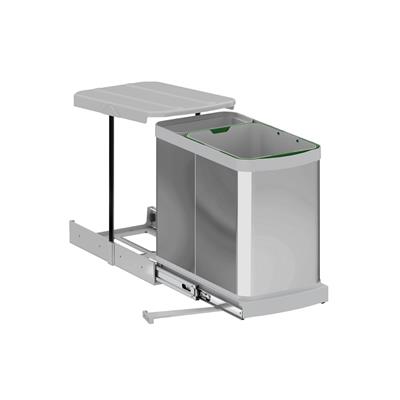 Teleskopik Rayli Paslanmaz Gri Gövde Çöp Kovasi 16 + 1 Lt - Gri