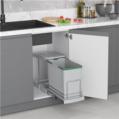 Teleskopik Raylı Plastik Gövde Çöp Kovası 24 Lt  ( S-2571-G )