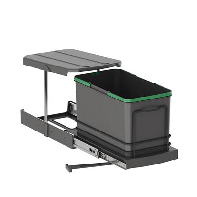 Teleskopik Raylı Plastik Gövde Çöp Kovası 16 Lt Anrasit