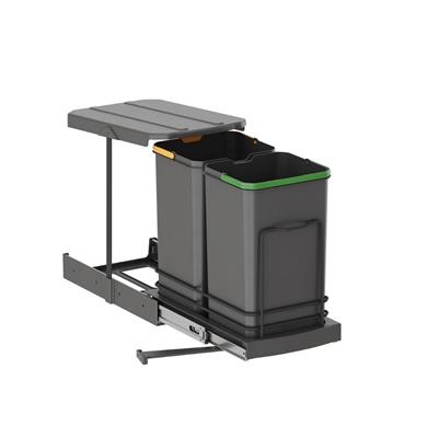 Teleskopik Raylı Plastik Gövde Çöp Kovası 12 + 12 Lt - Antrasit