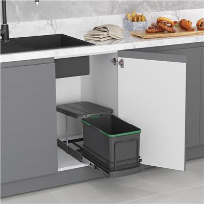 Teleskopik Raylı Plastik Gövde Çöp Kovası 16 Lt Anrasit