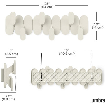 Tempo Duvara Monte 6Lı Askılık Kum Rengi 47x15,7x6,4 cm