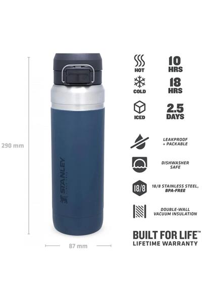 Stanley The Quick Flip Paslanmaz Çelik Termos 1.06 Lt - Koyu Mavi