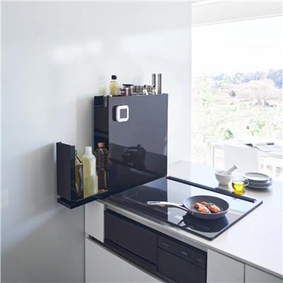 Tower 2 Katlı Kayar Baharat Rafı Siyah Renk 12,5x50-93x52,5 cm