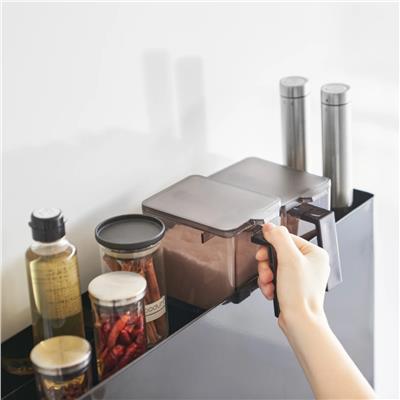 Tower 2 Katlı Kayar Baharat Rafı Siyah Renk 12,5x50-93x52,5 cm