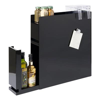 Tower 2 Katlı Kayar Baharat Rafı Siyah Renk 12,5x50-93x52,5 cm