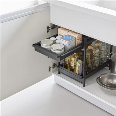 Tower 2 Katlı Sürgülü Lavabo Altı Düzenleyici Siyah Renk