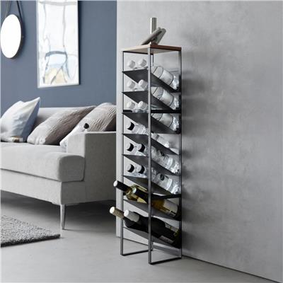 Tower 8 Katlı Ahşap Üst Şişe Rafı Siyah Renk 88,5 cm