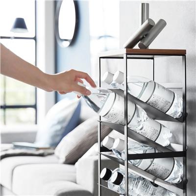 Tower 8 Katlı Ahşap Üst Şişe Rafı Siyah Renk 88,5 cm